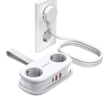 Orico AP3 20W GaN 5in1 pagarinātājs 2x AC + 2x USB-A + 1x USB-C, balts