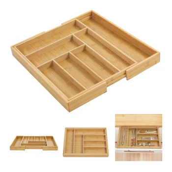 GreenBlue GB379 Izvelkams bambusa galda piederumu organizators, 325-500x430x45mm