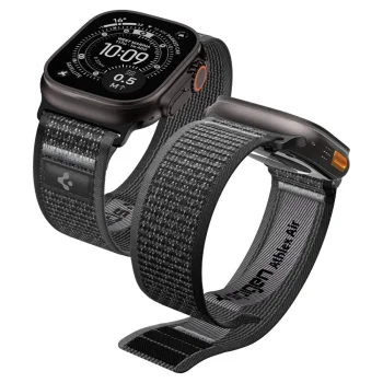 Pulksteņa siksniņa Spigen Athlex Air 2 priekš Apple Watch 44/45/46/49 mm, melna un pelēka