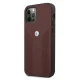 BMW iPhone 12 / 12 Pro vāciņš Leather Curve Perforate, sarkans