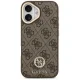 Guess 4G Strass Logo & Big Strap Metal Buttons MagSafe vāciņš iPhone 17, brūns