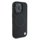 BMW Signature Leather Half Textured & Circle MagSafe vāciņš priekš iPhone 16 Pro, melns
