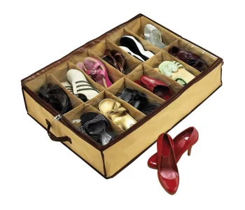 Apavu organizators gultas apakšai 12 pāriem 70x50x18 cm Bēšs