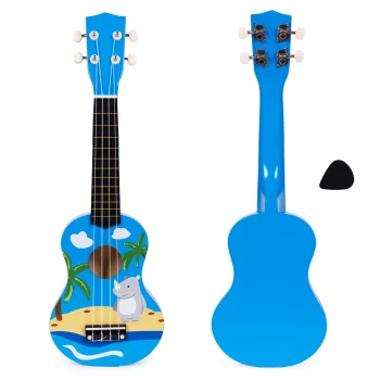Ecotoys MF019H koka ukulele bērniem, 4 neilona stīgas, ar mediatoru