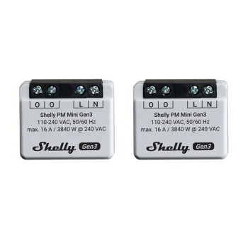 Viedais enerģijas skaitītājs Shelly PM Mini Gen3, 2 gab., Wi-Fi / Bluetooth