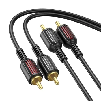 Borofone 2 RCA (Male) - 2 RCA (Male) Audio Cable Adapter, 1,5m, Black | Audio Vads Kabelis Pāreja Adapteris