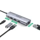 Ugreen CM266 5in1 USB centrmezgls USB-A uz RJ45, 3x USB-A 3.0, micro USB, pelēks