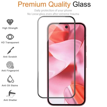 TFO Google Pixel 10 / 10 Pro aizsargstikls 6D, melns rāmis