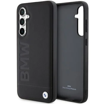BMW Leather Hot Stamp vāciņš priekš Samsung Galaxy S23 FE S711, melns
