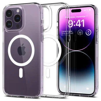 Spigen Ultra Hybrid Mag vāciņš iPhone 14 Pro Caurspīdīgs/Balts