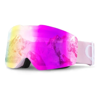 Bezrāmja slēpošanas brilles Qunature Pink, UV 400, rozā