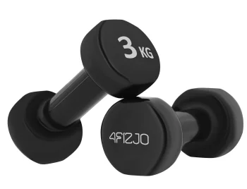 Čuguna hanteles ar vinila pārklājumu 4FIZJO Classic 2 x 3 kg, melnas