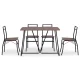Ēdamistabas komplekts galds ar 4 krēsliem PARIS ModernHome industriālā stilā