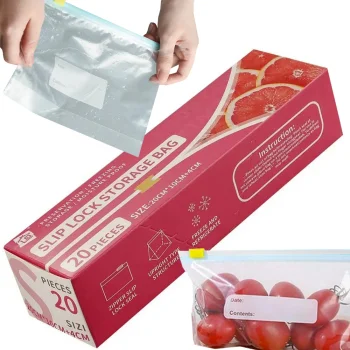 Atkārtoti lietojami pārtikas uzglabāšanas maisiņi ar aizdari, 600ml, 20 gab.