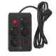 Maclean MCE392 B pagarinātājs, 4 ligzdas + 3xUSB, 2500W, 1.5m, melns