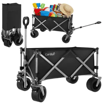 Saliekami dārza ratiņi Gardlov 150L transportēšanai 200kg, melns