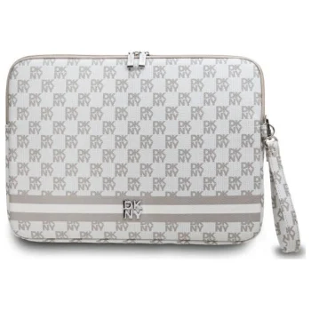 DKNY Checkered Pattern Printed Stripes klēpjdatora maciņš 14", bēšs