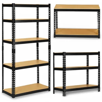 Humberg metāla noliktavas plaukts 183x90x40 cm, melns