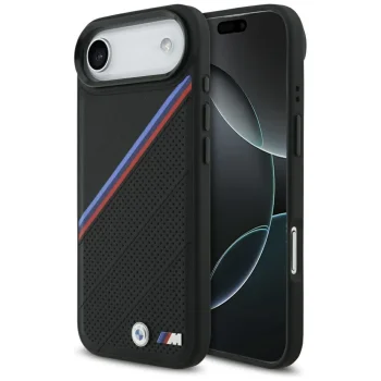 BMW M Tricolor Metal Logo MagSafe telefona vāciņš iPhone 17 Air, melns