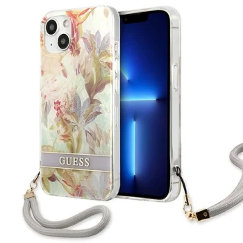 Guess Flower Strap vāciņš iPhone 13 mini, violets