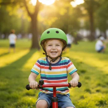 Bērnu velo ķivere Trike Fix ar LED, M (55-58 cm), tumši zaļa