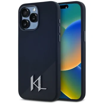 Karl Lagerfeld iPhone 15 Pro Max vāciņš Silicone Shadow Metal Initial MagSafe, melns