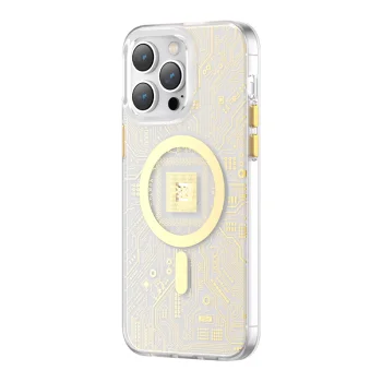 Kingxbar PQY Geek Series magnētiskais vāciņš iPhone 14 Plus ar MagSafe, zelta