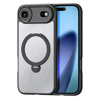 Dux Ducis Aimo Mag vāciņš iPhone 17 Air ar magnētisko gredzenu un statīvu, melns