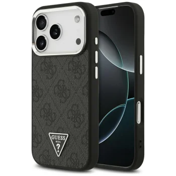 Guess 4G PU Leather MagSafe vāciņš iPhone 17 Pro, melns