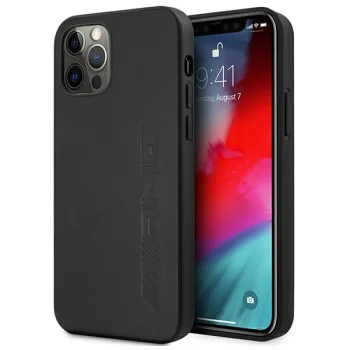 Mercedes iPhone 12 Pro Max vāciņš AMG Leather Hot Stamped, melns