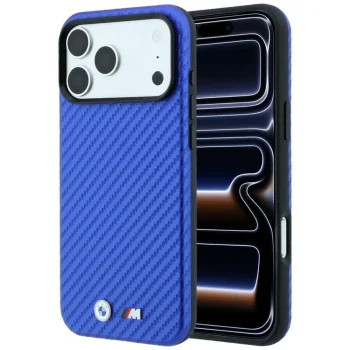 BMW M Carbon Metal Logo MagSafe vāciņš iPhone 17 Pro / 18 Pro, zils