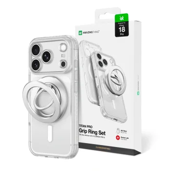 Vāciņš iPhone 18 Pro AmazingThing Titan Pro Lens Ring Set ar MagSafe, caurspīdīgs