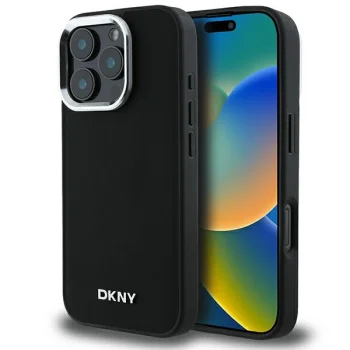 DKNY Plain Silver Logo MagSafe vāciņš priekš iPhone 16 Pro Max 6.9", melns