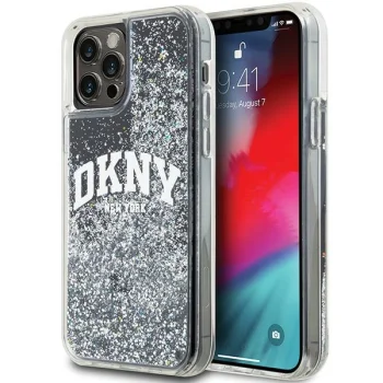 DKNY iPhone 12 / 12 Pro vāciņš Liquid Glitter Big Logo, melns