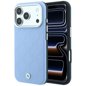 BMW Sign Deboss Quilted Metal Logo MagSafe vāciņš iPhone 17 Pro / 18 Pro, zils