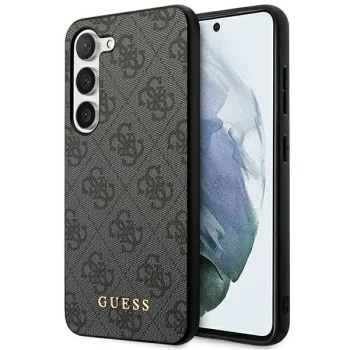 Guess 4G Metal Gold Logo vāciņš Samsung Galaxy S23, pelēks