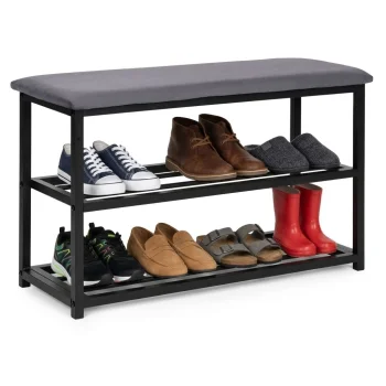 Apavu skapis ar sēdvietu 80 cm 2 plaukti ModernHome, pelēks