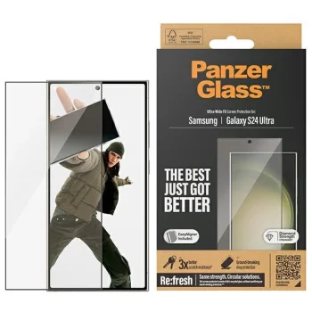 PanzerGlass Ultra-Wide Fit rūdīts stikls ar aplikatoru priekš Samsung Galaxy S24 Ultra | Tempered Glass with...