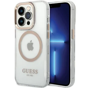 Guess Metal Outline MagSafe vāciņš iPhone 15 Pro, zelta