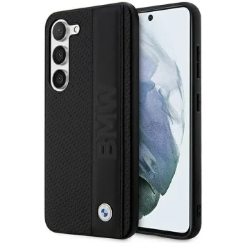 BMW BMHCS23M22RDPK Leather Textured & Stripe vāciņš Samsung Galaxy S23+ melns