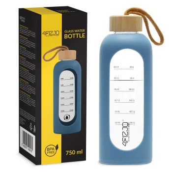 4FIZJO stikla ūdens pudele 750 ml, zila
