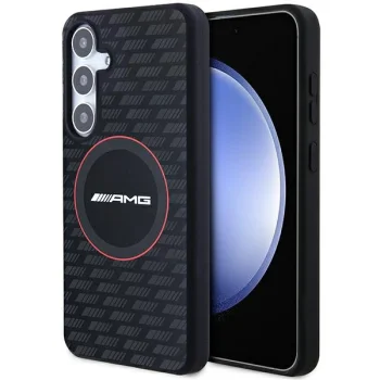 Mercedes AMG Samsung Galaxy S24+ vāciņš Silicone Carbon Pattern MagSafe, melns