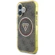 Guess IML Metal Glitter 4G Circle Triangle MagSafe vāciņš iPhone 16, brūns