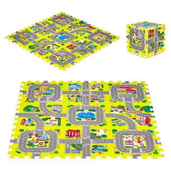 Iplay putu paklājiņš bērniem Pilsēta, 9 puzles gabali, 90.5x90.5 cm