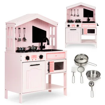 Ecotoys PLK563P Koka rotaļu virtuve bērniem ar piederumiem