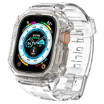 Spigen Rugged Armor Pro vāciņš ar siksniņu Apple Watch Ultra 49mm, caurspīdīgs