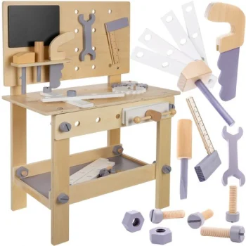 Kruzzel 00024820 koka rotaļu darbagalds ar instrumentiem