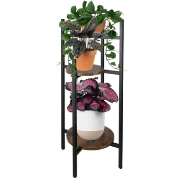 Ruhhy 00025627 3 Līmeņu Puķu Podu Statīvs 81cm Melns/Brūns