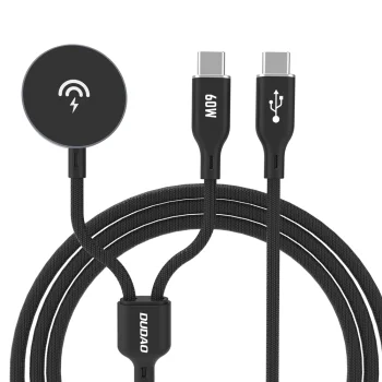 Dudao A12MaxC 2-in-1 lādētājs Apple Watch un USB-C PD60W 1.2m, melns