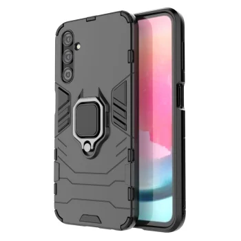 Triecienizturīgs vāciņš Samsung Galaxy A24 4G ar gredzenu Ring Armor, melns